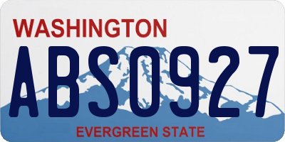 WA license plate ABS0927