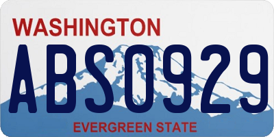 WA license plate ABS0929