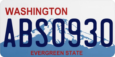 WA license plate ABS0930