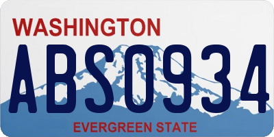 WA license plate ABS0934