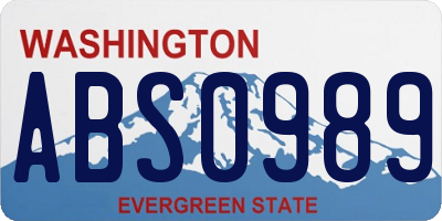 WA license plate ABS0989