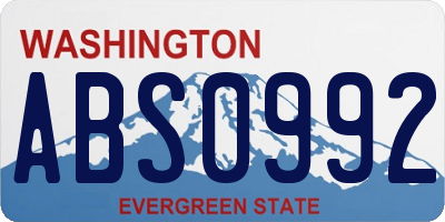 WA license plate ABS0992
