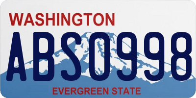 WA license plate ABS0998