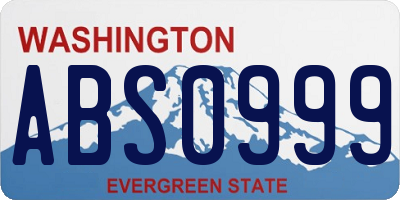 WA license plate ABS0999