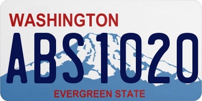 WA license plate ABS1020
