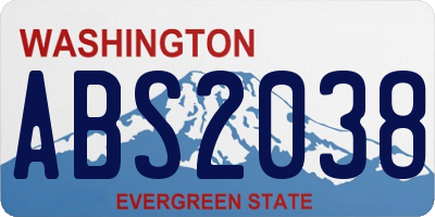 WA license plate ABS2038