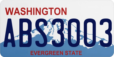 WA license plate ABS3003