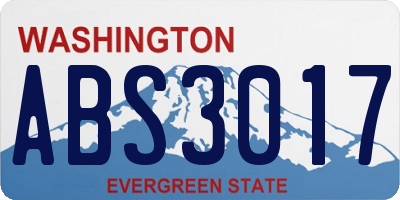 WA license plate ABS3017
