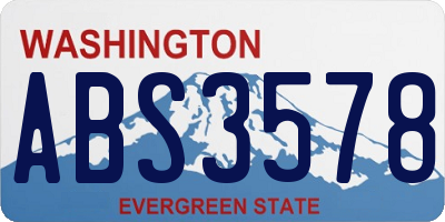 WA license plate ABS3578