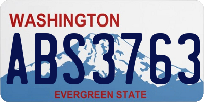 WA license plate ABS3763