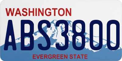 WA license plate ABS3800