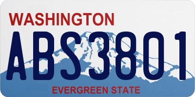 WA license plate ABS3801