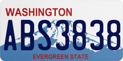 WA license plate ABS3838