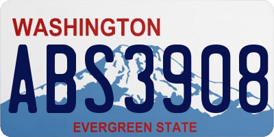 WA license plate ABS3908