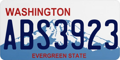 WA license plate ABS3923