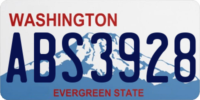 WA license plate ABS3928