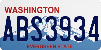 WA license plate ABS3934