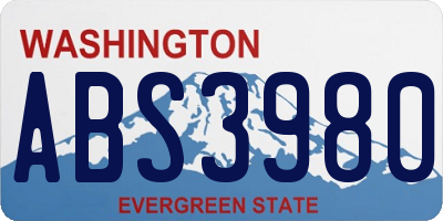WA license plate ABS3980