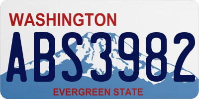 WA license plate ABS3982