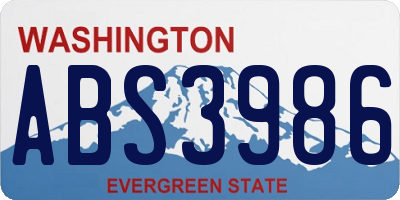 WA license plate ABS3986