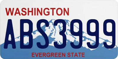 WA license plate ABS3999