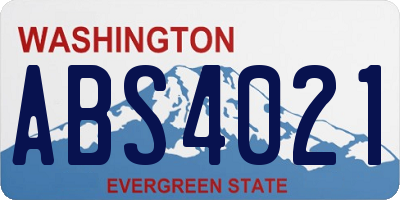 WA license plate ABS4021