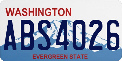 WA license plate ABS4026
