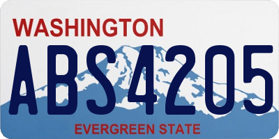 WA license plate ABS4205
