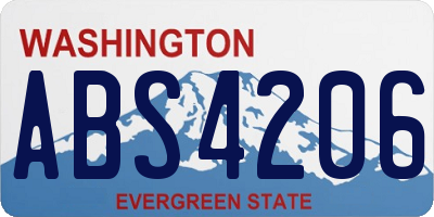 WA license plate ABS4206