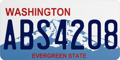WA license plate ABS4208