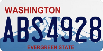 WA license plate ABS4928