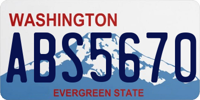 WA license plate ABS5670