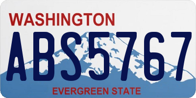 WA license plate ABS5767