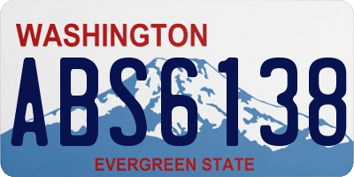 WA license plate ABS6138