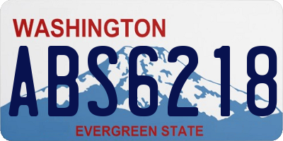WA license plate ABS6218