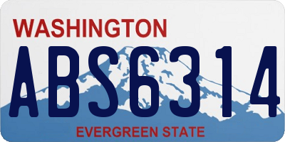 WA license plate ABS6314
