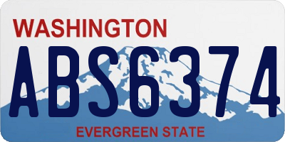 WA license plate ABS6374