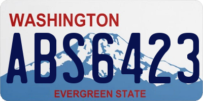 WA license plate ABS6423