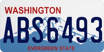 WA license plate ABS6493
