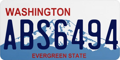 WA license plate ABS6494