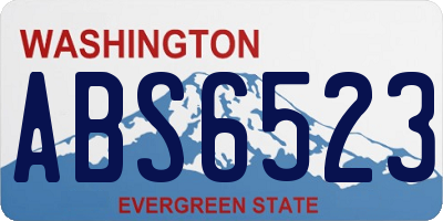 WA license plate ABS6523