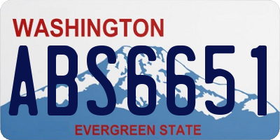 WA license plate ABS6651