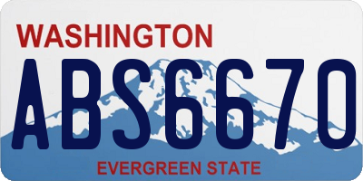 WA license plate ABS6670