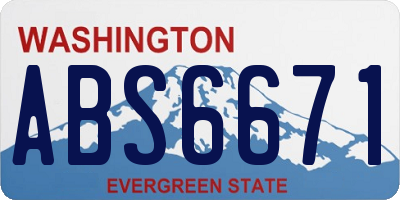 WA license plate ABS6671