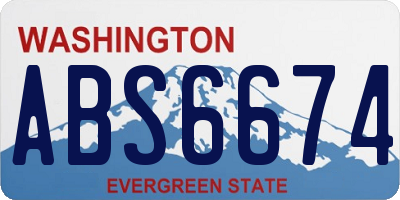 WA license plate ABS6674