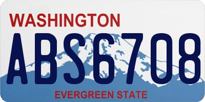 WA license plate ABS6708