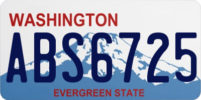 WA license plate ABS6725