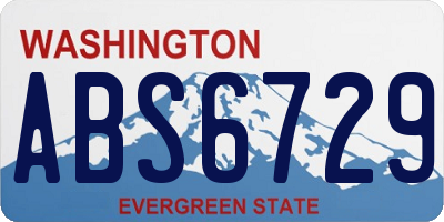 WA license plate ABS6729