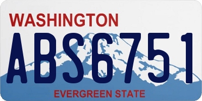 WA license plate ABS6751