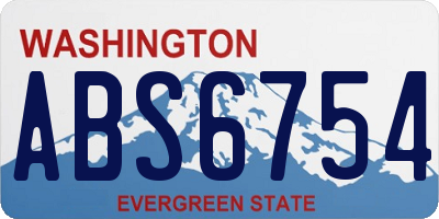 WA license plate ABS6754